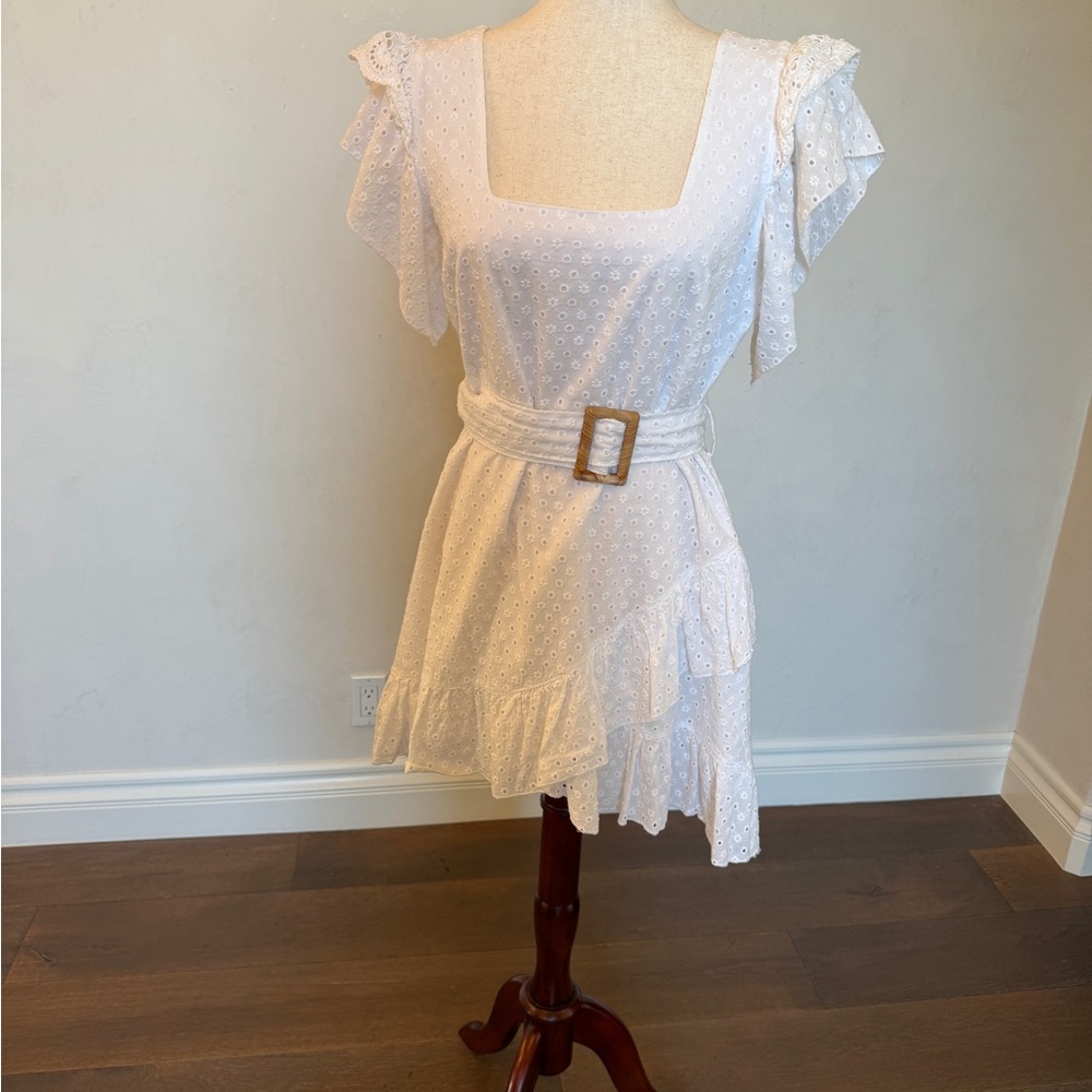 Elegant White Eyelet Dress